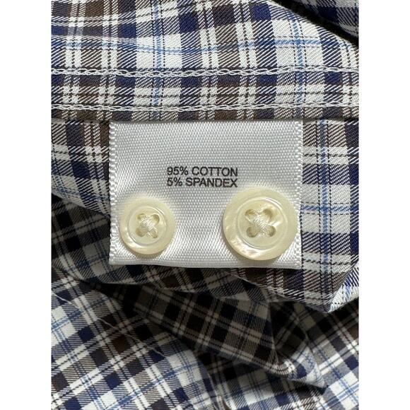 Peter Millar Shirt Mens XL Brown Navy Plaid Button Up Long Sleeves Casual Preppy - Picture 4 of 8